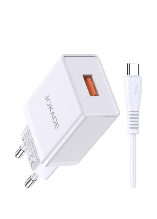 JOKADE ładowarka sieciowa JB022 3A 1xUSB + kabel Typ C Biała Typ C JOKADE Biały