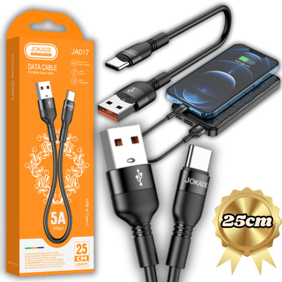 Kabel USB JOKADE JA017 25CM TYP-C CZARNY Typ C JOKADE Czarny