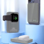 Blavec Power Bank 10000mAh BJ-04 Slim 13,5mm - Typ C - 22,5W magnetyczny indukcyjny Magsafe 3 w 1 (PBBJ04-MC10G) szary szklany