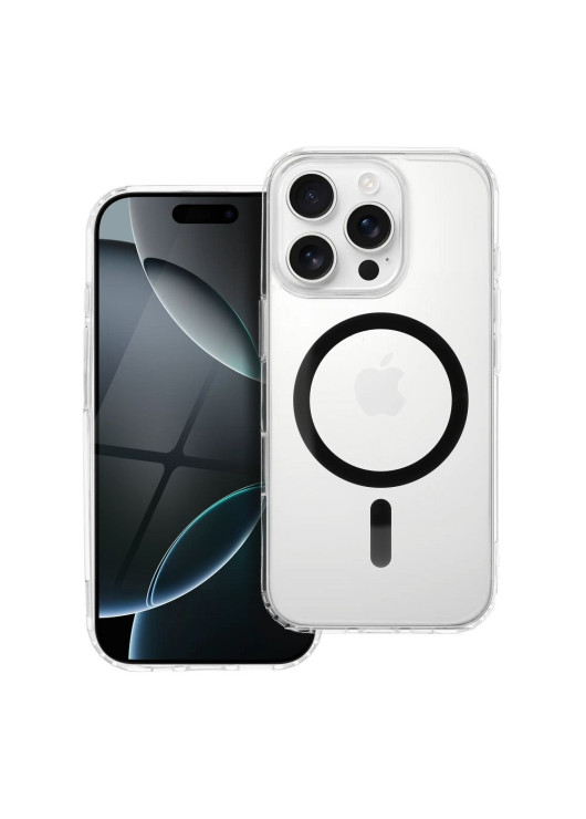 Drop Glue Colorful Ring Mag Cover kompatybilny z MagSafe Apple iPhone 11 Pro Max Przezroczysty z czarnym paskiem