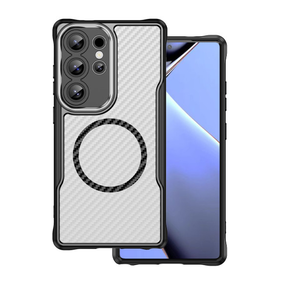 Nakładka Defender Carbon Mag Samsung Galaxy S25 Ultra Przezroczysty z czarną ramką
