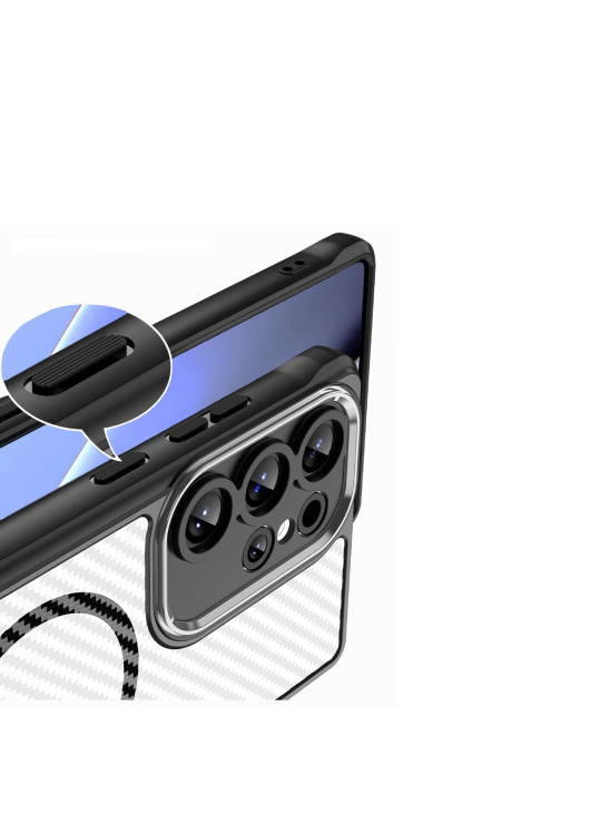 Nakładka Defender Carbon Mag Samsung Galaxy S25 Ultra Przezroczysty z czarną ramką
