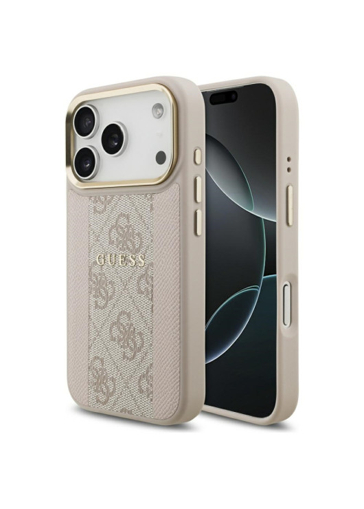 GUESS futerał kompatybilny z MagSafe GUHMP17LPG4SEMCP (PU W/ 4G PU Stripe) różowy Apple iPhone 17 Pro Guess Różowy