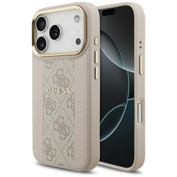 GUESS futerał kompatybilny z MagSafe GUHMP17LPG4SEMCP (PU W/ 4G PU Stripe) różowy Apple iPhone 17 Pro Guess Różowy