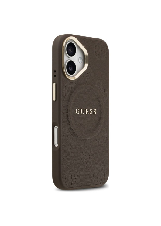 GUESS futerał kompatybilny z MagSafe GUHMP17SPSAMSECW (PU W/ Peony Hot Stamp) brązowy Apple iPhone 17 Guess Brązowy