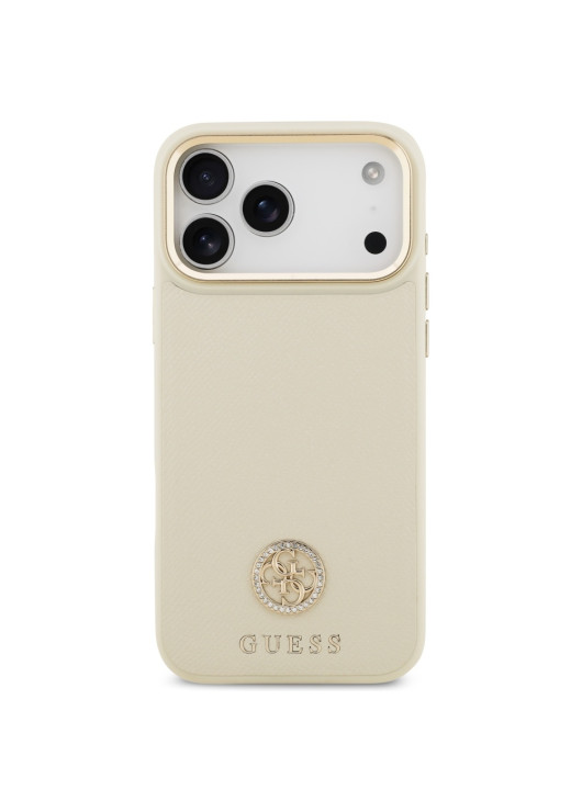 Guess nakładka Grained Strass Logo MagSafe beżowa Apple iPhone 17 Pro Max Guess Beżowy