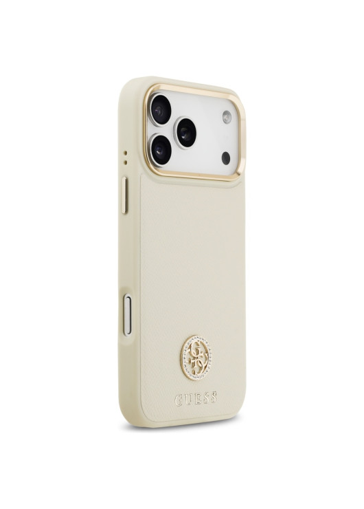 Guess nakładka Grained Strass Logo MagSafe beżowa Apple iPhone 17 Pro Max Guess Beżowy