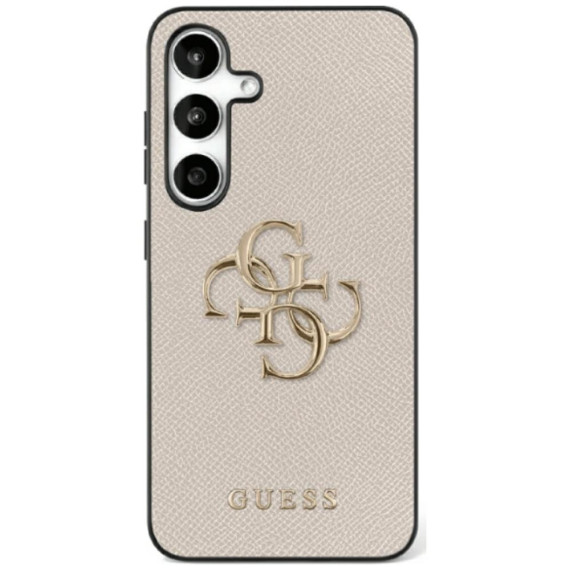 Guess nakładka HC PU Grained Big 4G and Classic Logo beżowa Samsung Galaxy S25 Guess Beżowy
