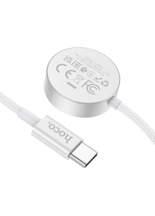 Ładowarka indukcyjna Hoco 2,5W USB C kompatyblina z Apple Watch i Samsung Watch CW59 biała Hoco Biały