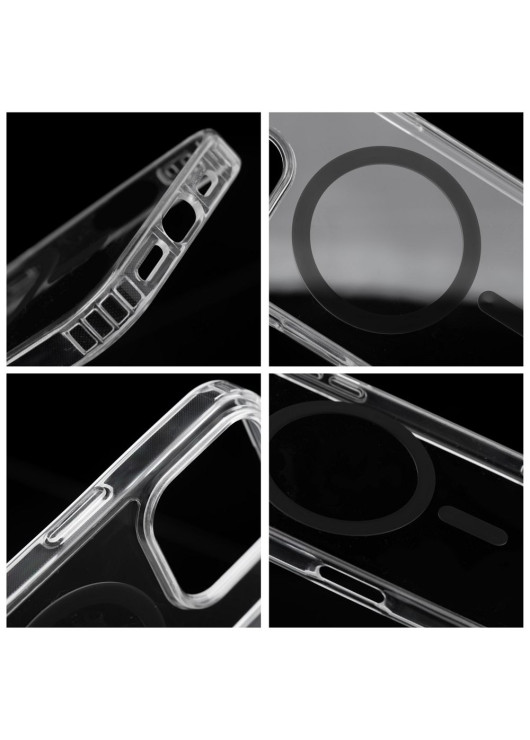 Drop Glue Colorful Ring Mag Cover kompatybilny z MagSafe Samsung Galaxy A16 4G/5G Przezroczysty z czarnym paskiem