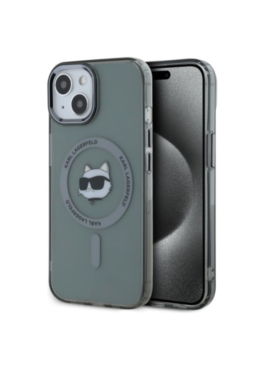 Karl Lagerfeld nakładka HC MagSafe IML Metal Choupette Head czarna Apple Iphone 15 Karl Lagerfeld Czarny