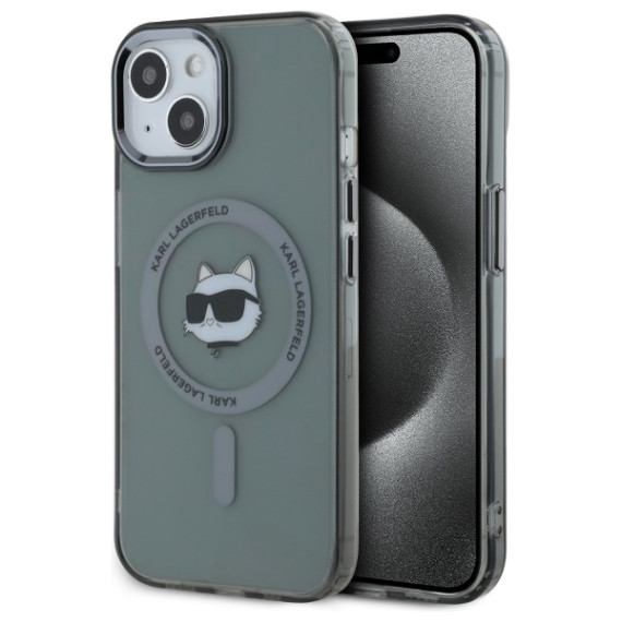 Karl Lagerfeld nakładka HC MagSafe IML Metal Choupette Head czarna Apple Iphone 15 Karl Lagerfeld Czarny