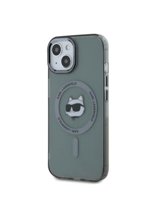 Karl Lagerfeld nakładka HC MagSafe IML Metal Choupette Head czarna Apple Iphone 15 Karl Lagerfeld Czarny