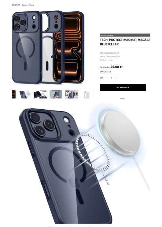 TECH-PROTECT MAGMAT MAGSAFE DEEP BLUE/CLEAR Apple iPhone 17 Pro Max Tech-Protect Granatowy