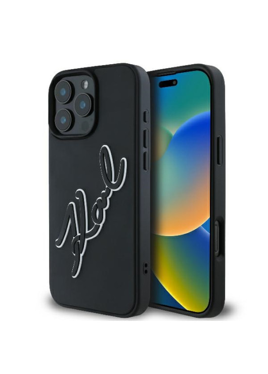 Karl Lagerfeld nakładka KLHCP16L3DRKSDLK czarna Hardcase 3D Rubber Bicolor Signature Apple iPhone 16 pro Karl Lagerfeld Czarny
