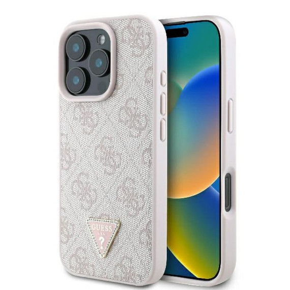 GUESS futerał GUHCP16XP4TDPP (PU Leather 4G Triangle Strass) Apple iPhone 16 Pro Max Guess Różowy