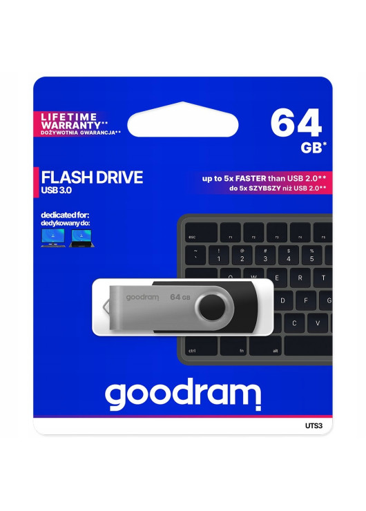 Goodram pendrive 64GB USB 3.0 Twister czarny Good Ram Czarny