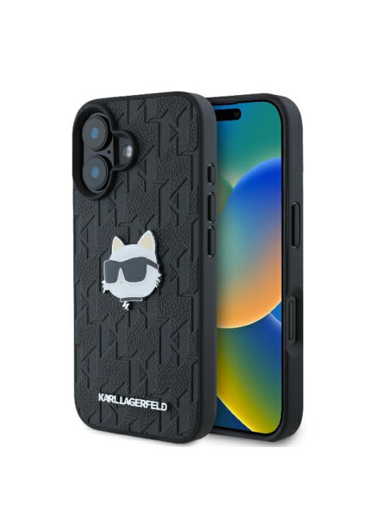 Karl Lagerfeld nakładka KLHCP16SPGKLCHPK czarna Hardcase Monogram Choupette Head Pin Apple iPhone 16 Karl Lagerfeld Czarny