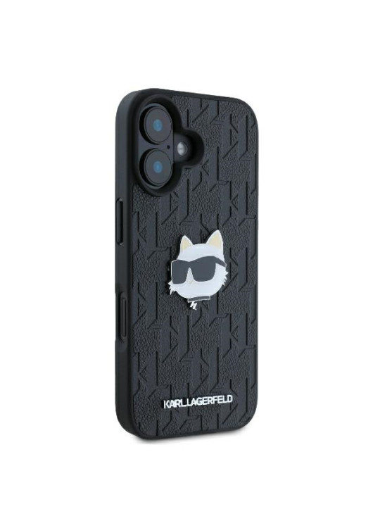 Karl Lagerfeld nakładka KLHCP16SPGKLCHPK czarna Hardcase Monogram Choupette Head Pin Apple iPhone 16 Karl Lagerfeld Czarny