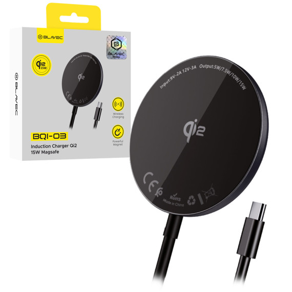 Blavec Ładowarka indukcyjna BQI-03 Qi2 15W magnetyczna Magsafe (BQI03-QI2MB) czarna Blavec Czarny